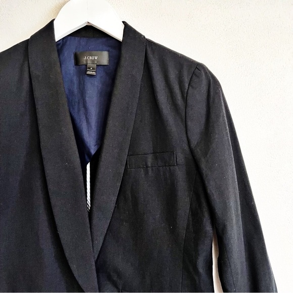 BOGO! J. Crew Unstructured Blazer Black Cotton Linen Size 0 - Picture 4 of 9